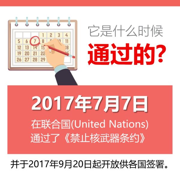 2017年7月7日联合国通过了《禁止核武器条约》